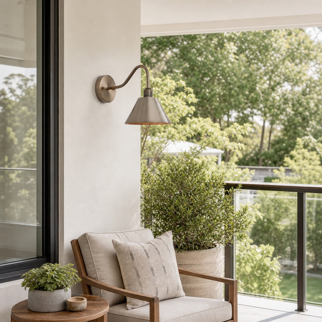 Narix wall sconce on a balcony seating area
