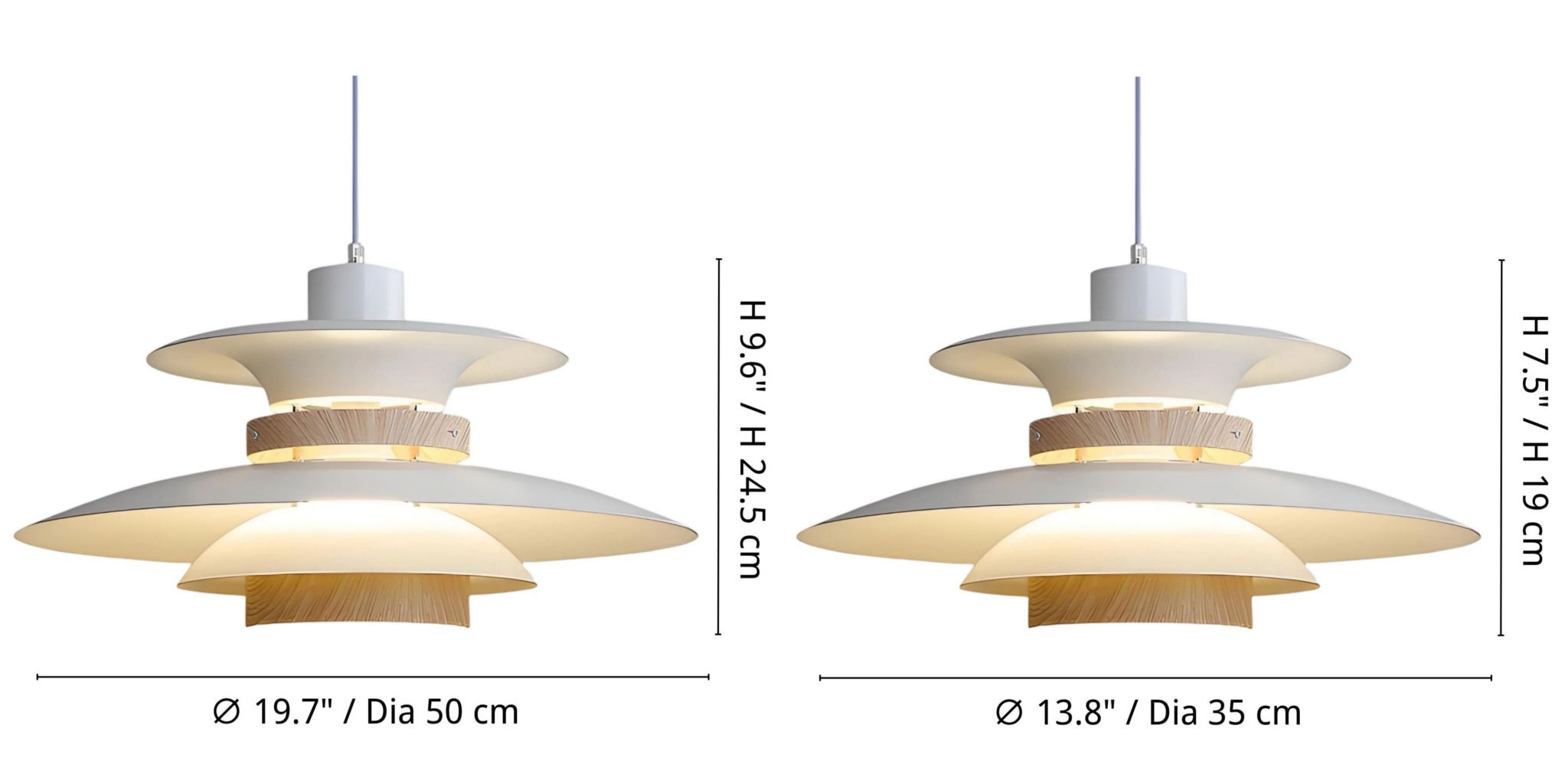 Modern Minimalist Layered Hanging Light size specification diagram