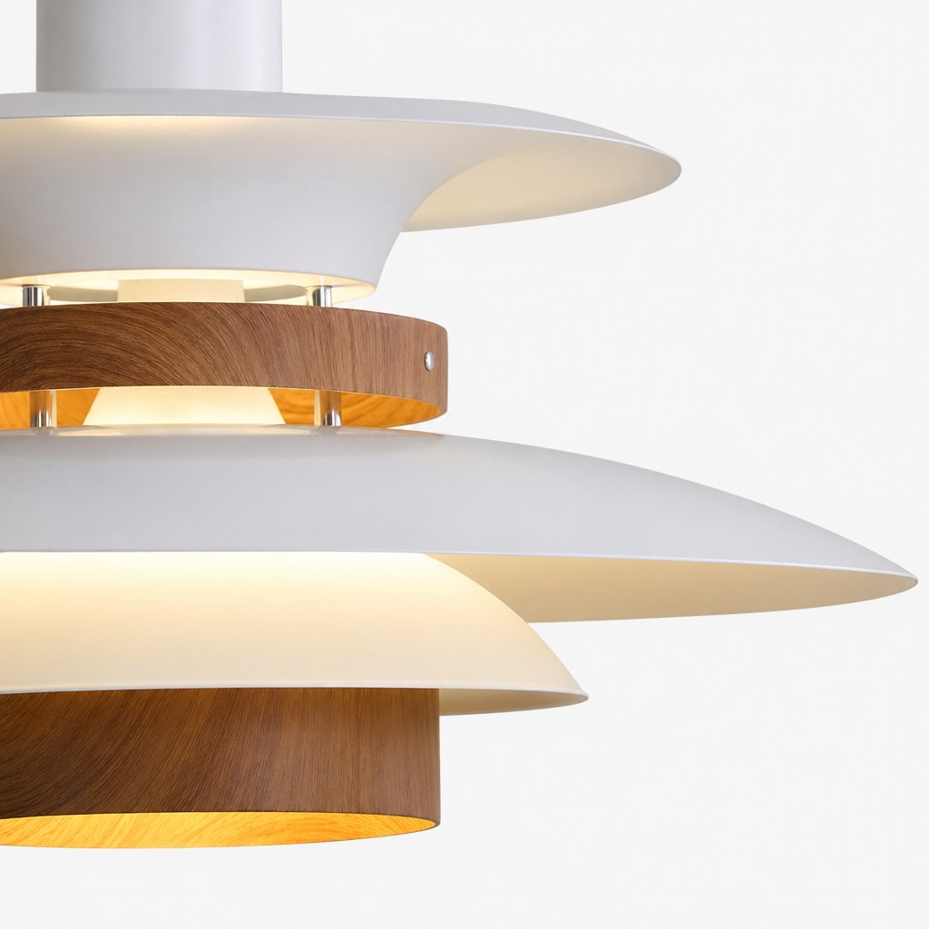 Modern Minimalist Layered Hanging Light illuminated detail