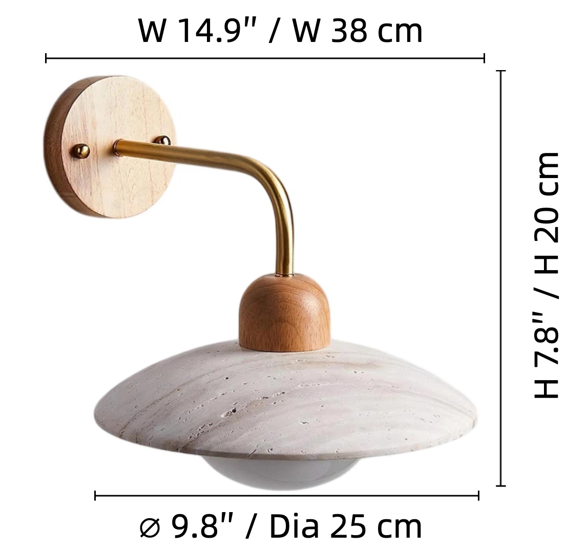 Discra wall lamp size diagram