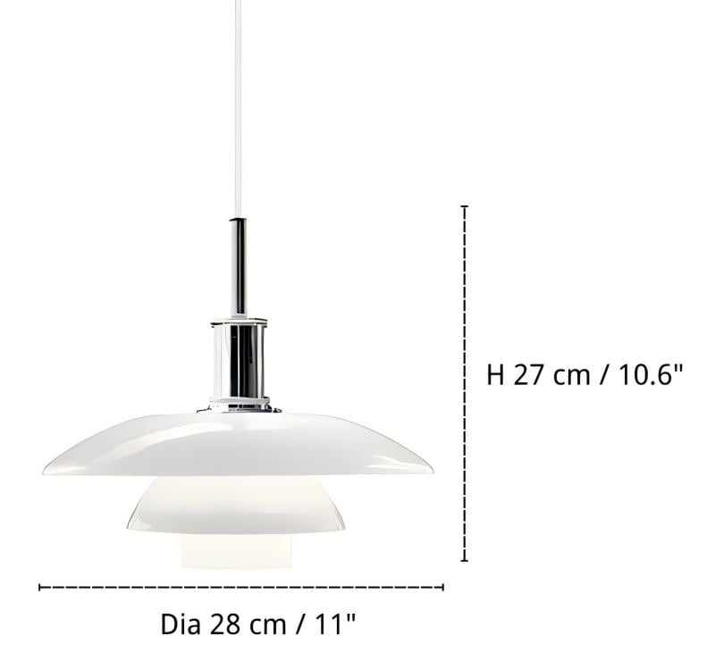 Pendant lamp size diagram with diameter and height measurements
