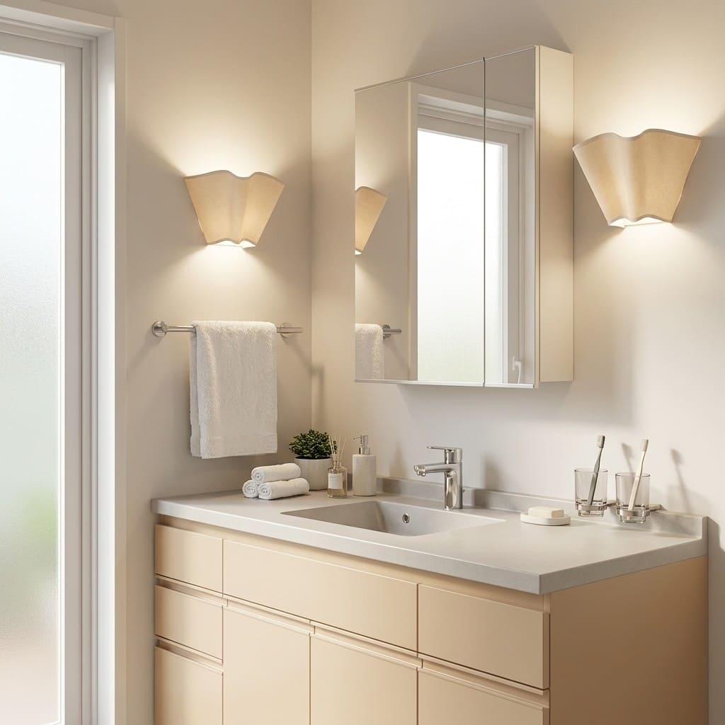 Oslan wall sconce in a bathroom vanity setting