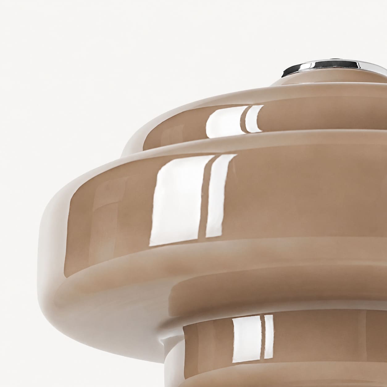 Close-up of the layered taupe glass shade