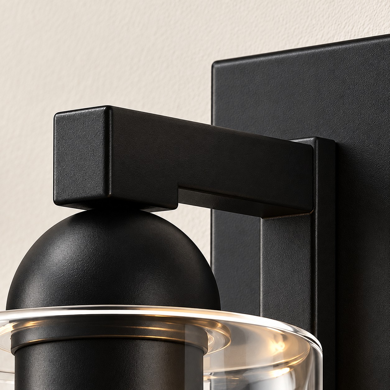 Glass Bathroom Vanity Light with one to six lights and a metal wall bar