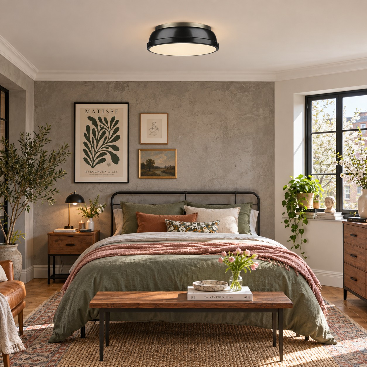 Metal Flush Ceiling Light with a 14-inch diameter and colour choices