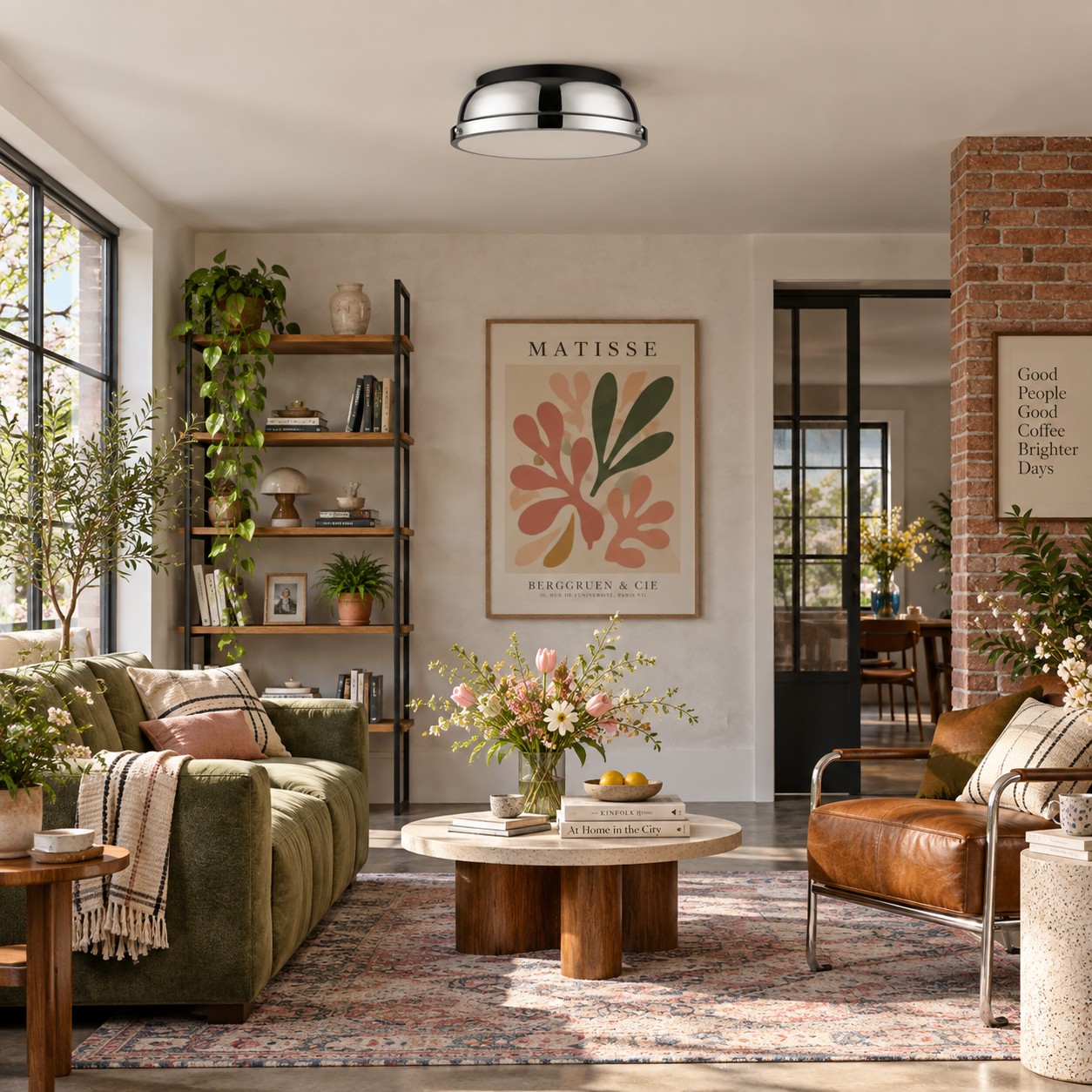 Metal Flush Ceiling Light with a 14-inch diameter and colour choices