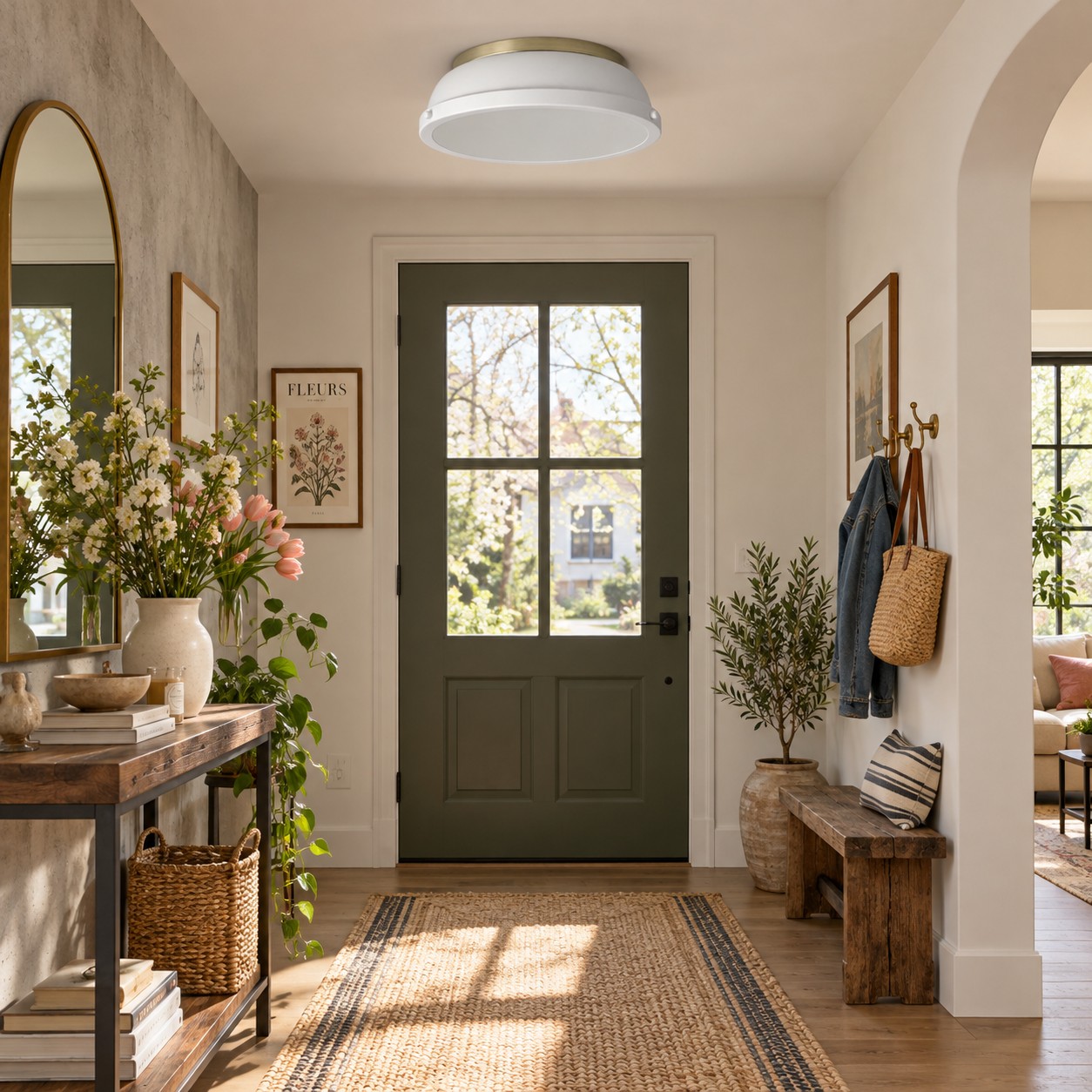 Metal Flush Ceiling Light with a 14-inch diameter and colour choices
