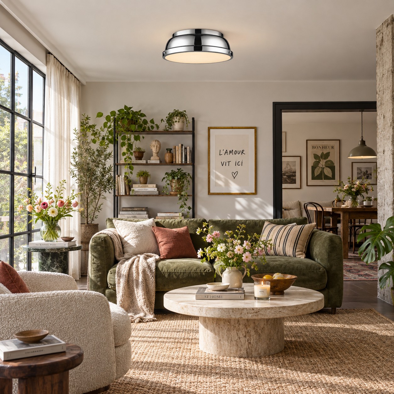 Metal Flush Ceiling Light with a 14-inch diameter and colour choices
