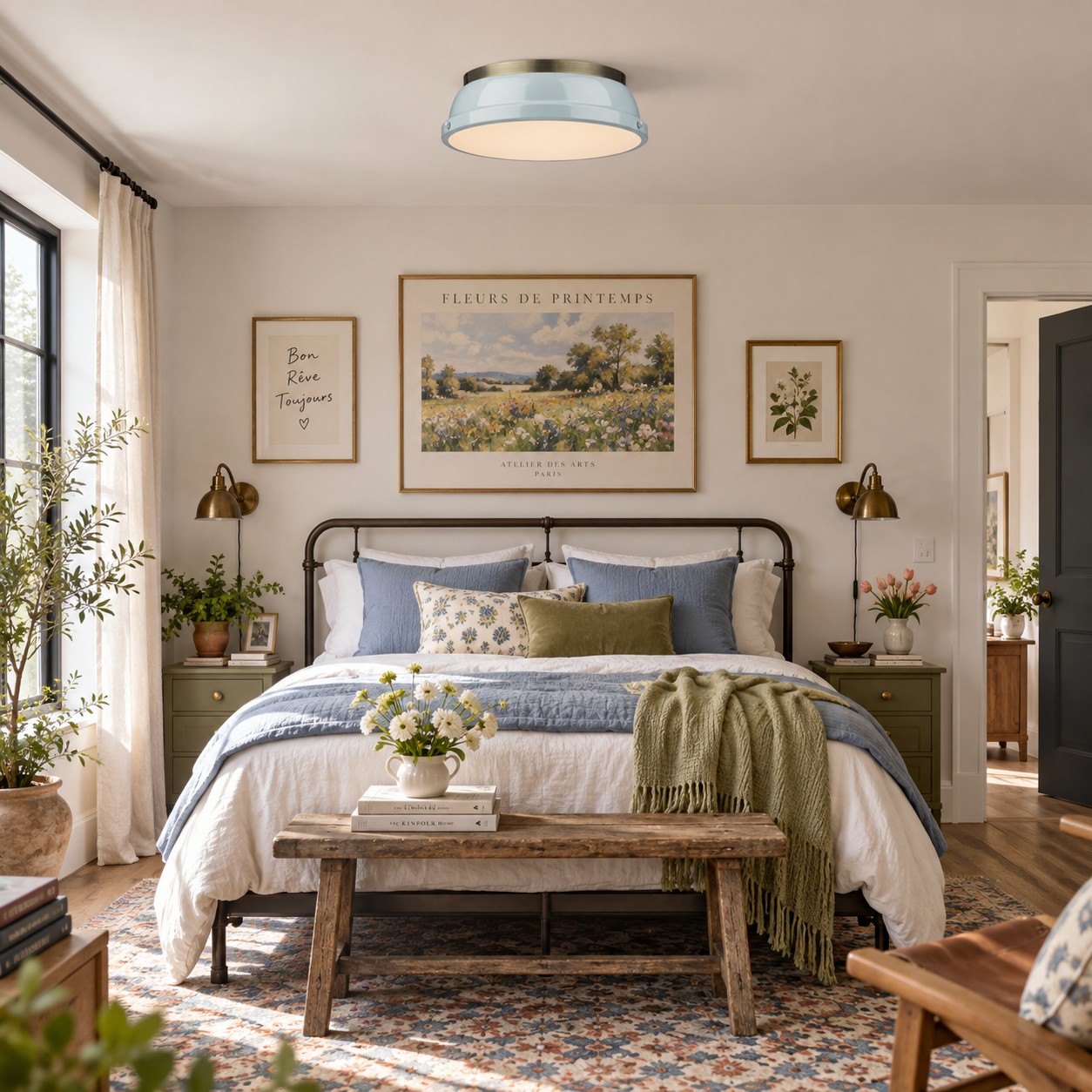 Metal Flush Ceiling Light with a 14-inch diameter and colour choices