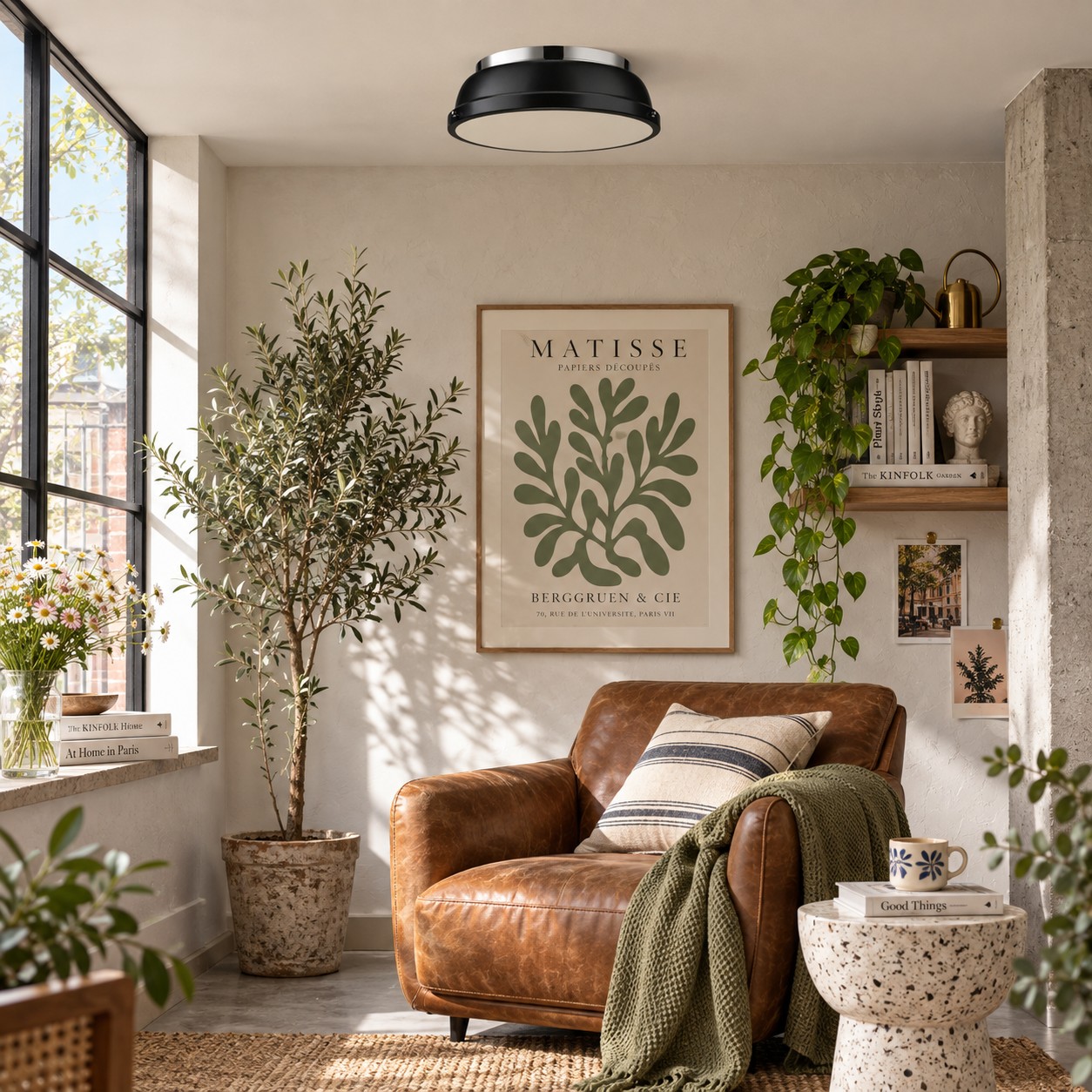 Metal Flush Ceiling Light with a 14-inch diameter and colour choices