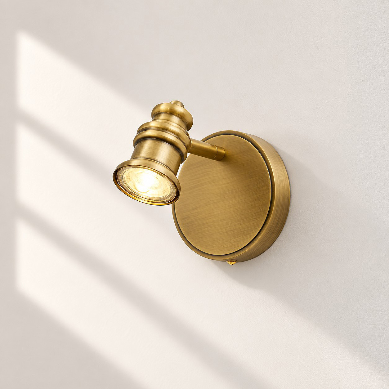 Aurelia Brass Vanity Wall Light with one to five heads and a linear wall bar