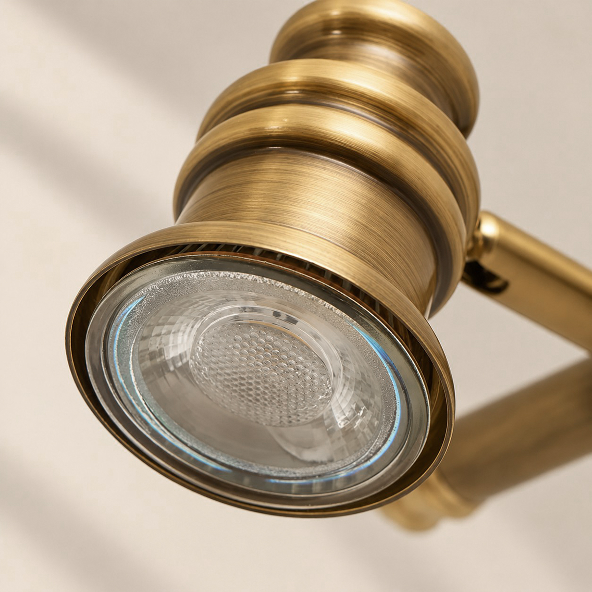 Aurelia Brass Vanity Wall Light with one to five heads and a linear wall bar