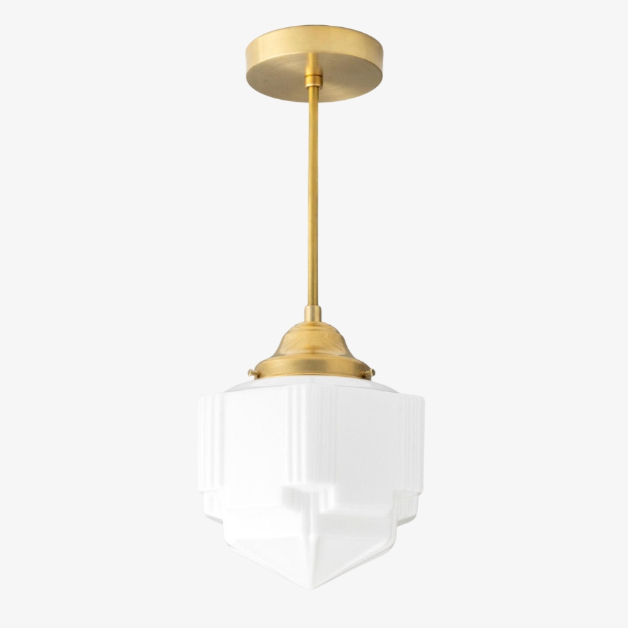 Geotower Glass Modern Pendant Light - Skyscraper Design - Brass or ...