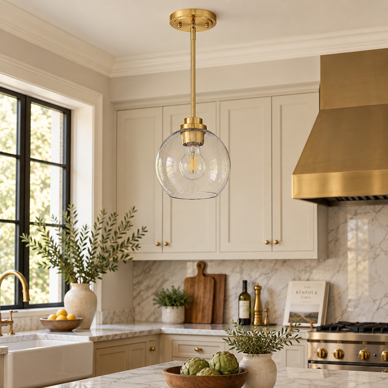 Clear Glass Globe Pendant with metal finish options and three styles