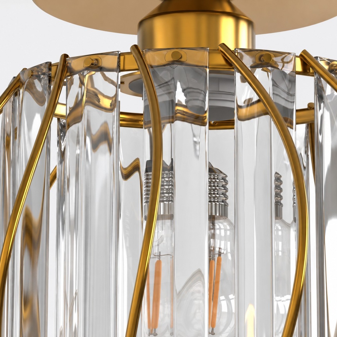 Geometric Crystal Ceiling Light with clear panels and a cage frame
