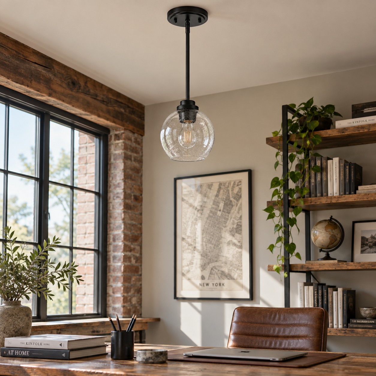 Clear Glass Globe Pendant with metal finish options and three styles