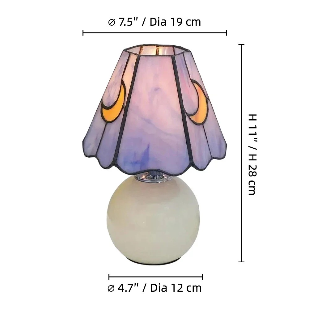 Mushroom stained glass table lamp size diagram