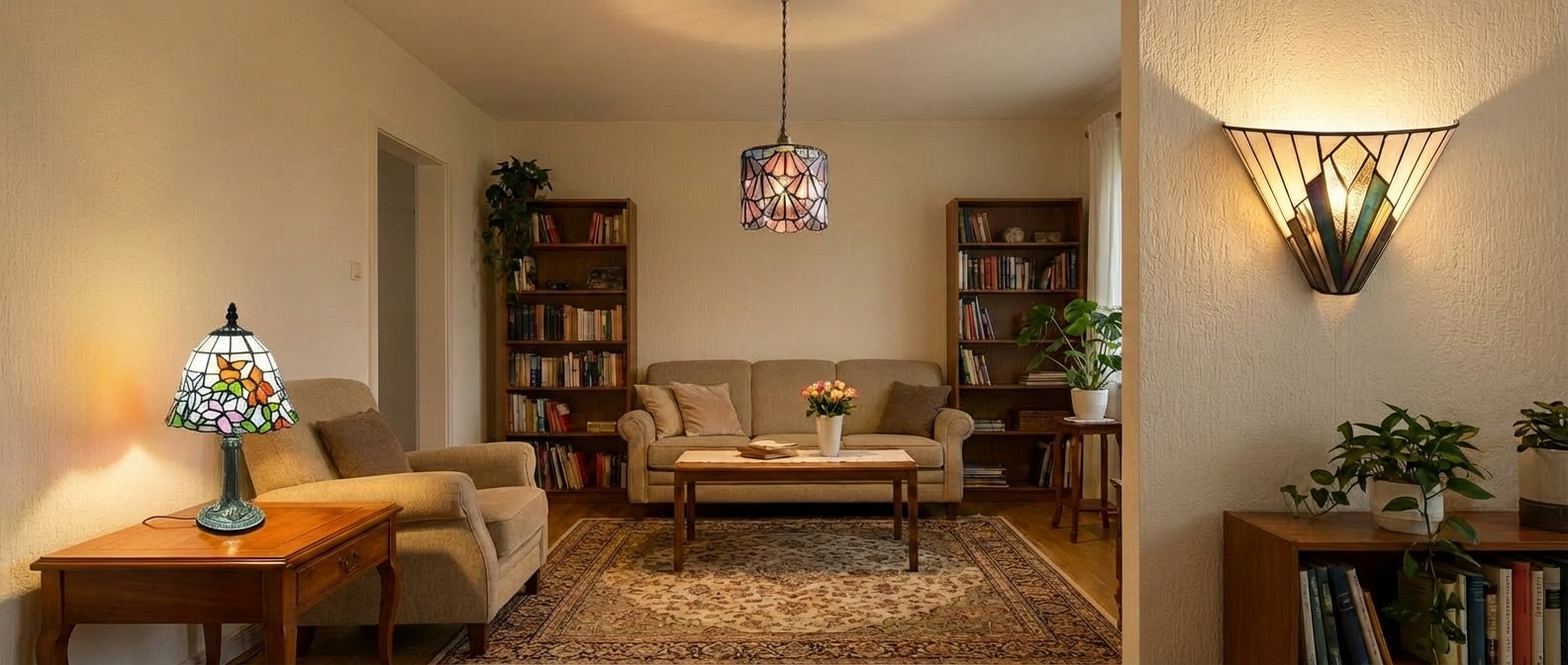 TF Collection room scene with Tiffany style lighting