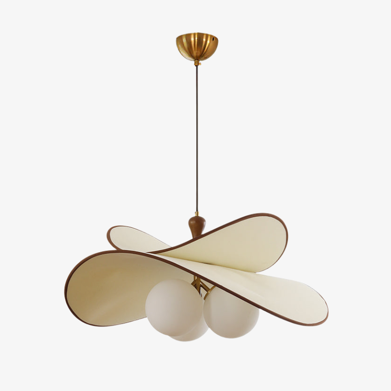 Orrise floating glass globe pendant with metal accents