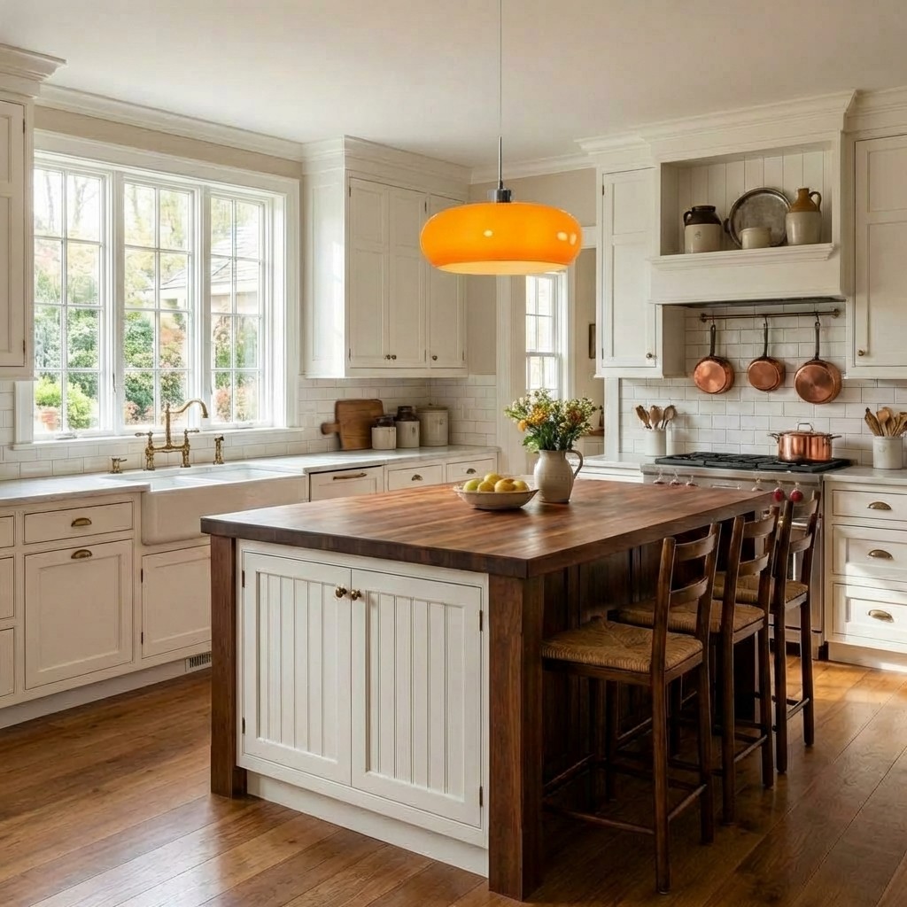 Cirren round glass pendant light in a kitchen