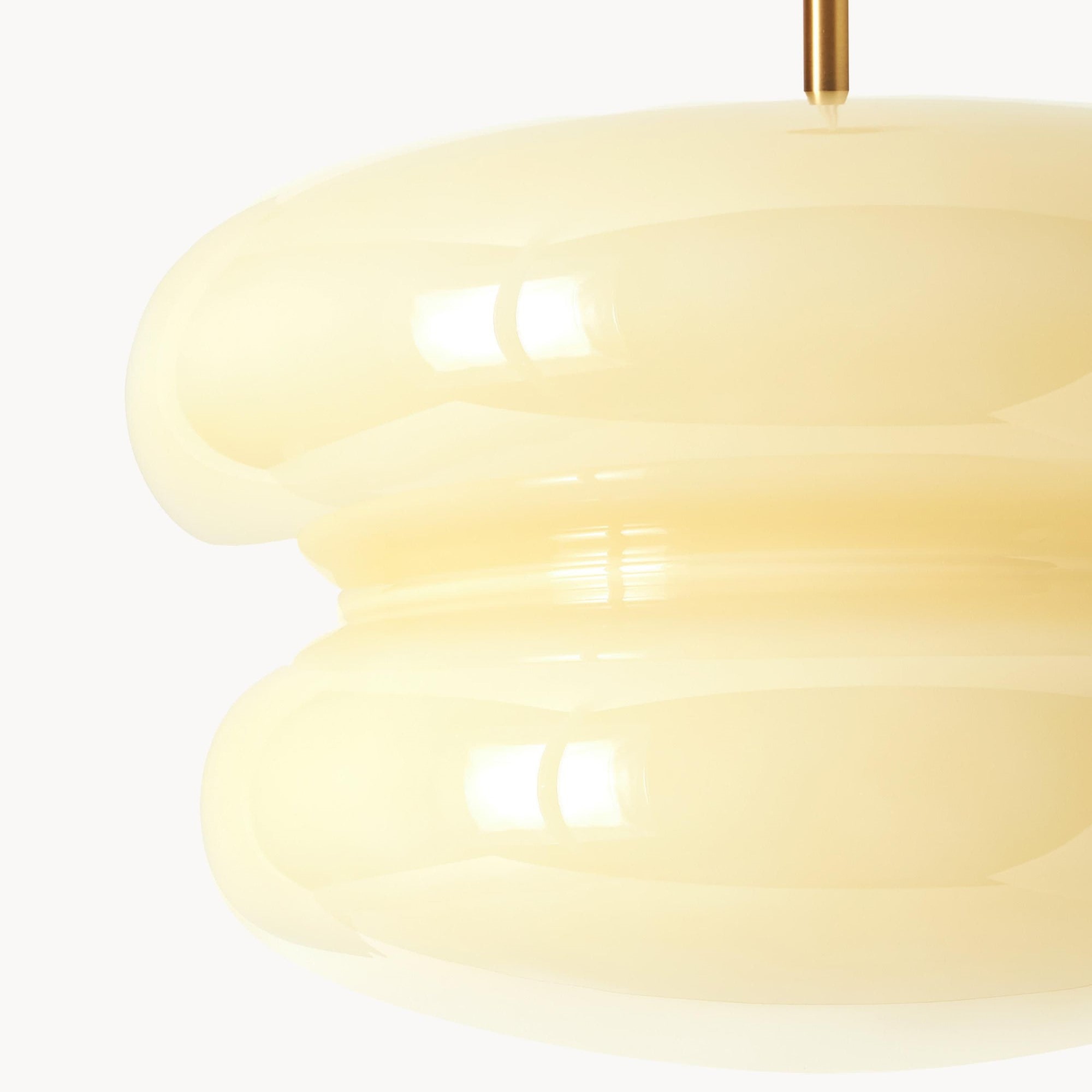 Close-up of layered opal glass shade