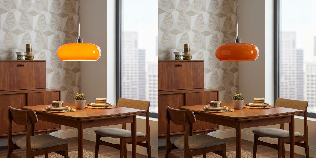 Two Cirren pendant color options shown above a table