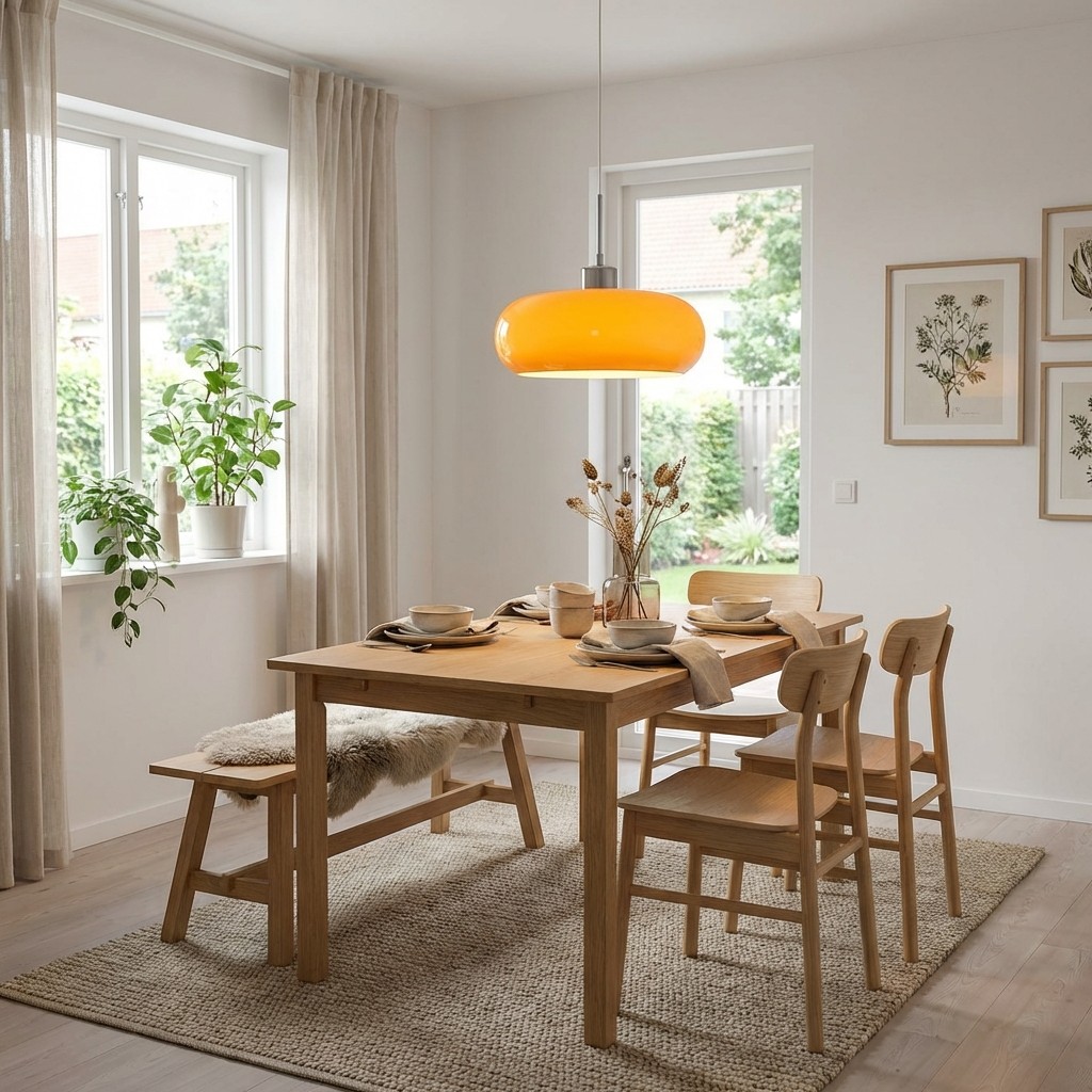 Orange Cirren pendant light in a dining room