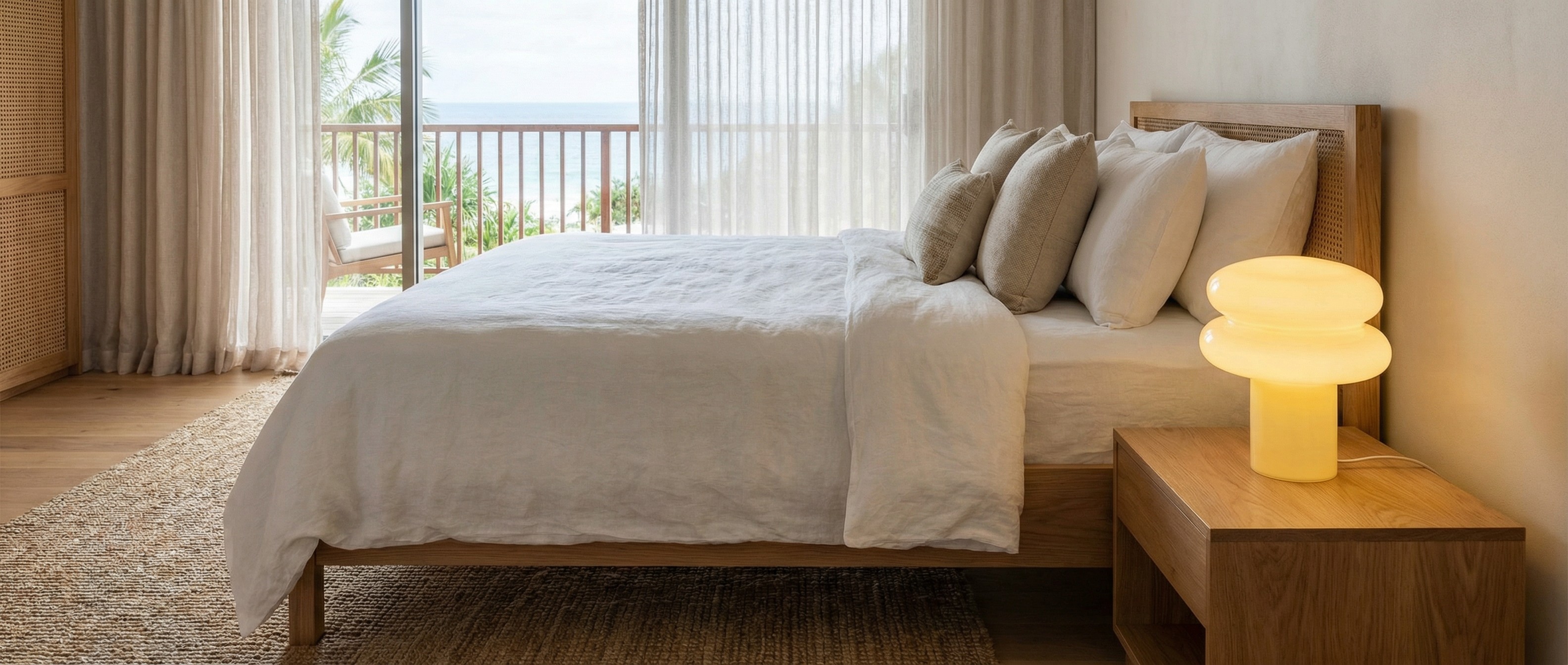 Cirren table lamp styled in a bedroom scene