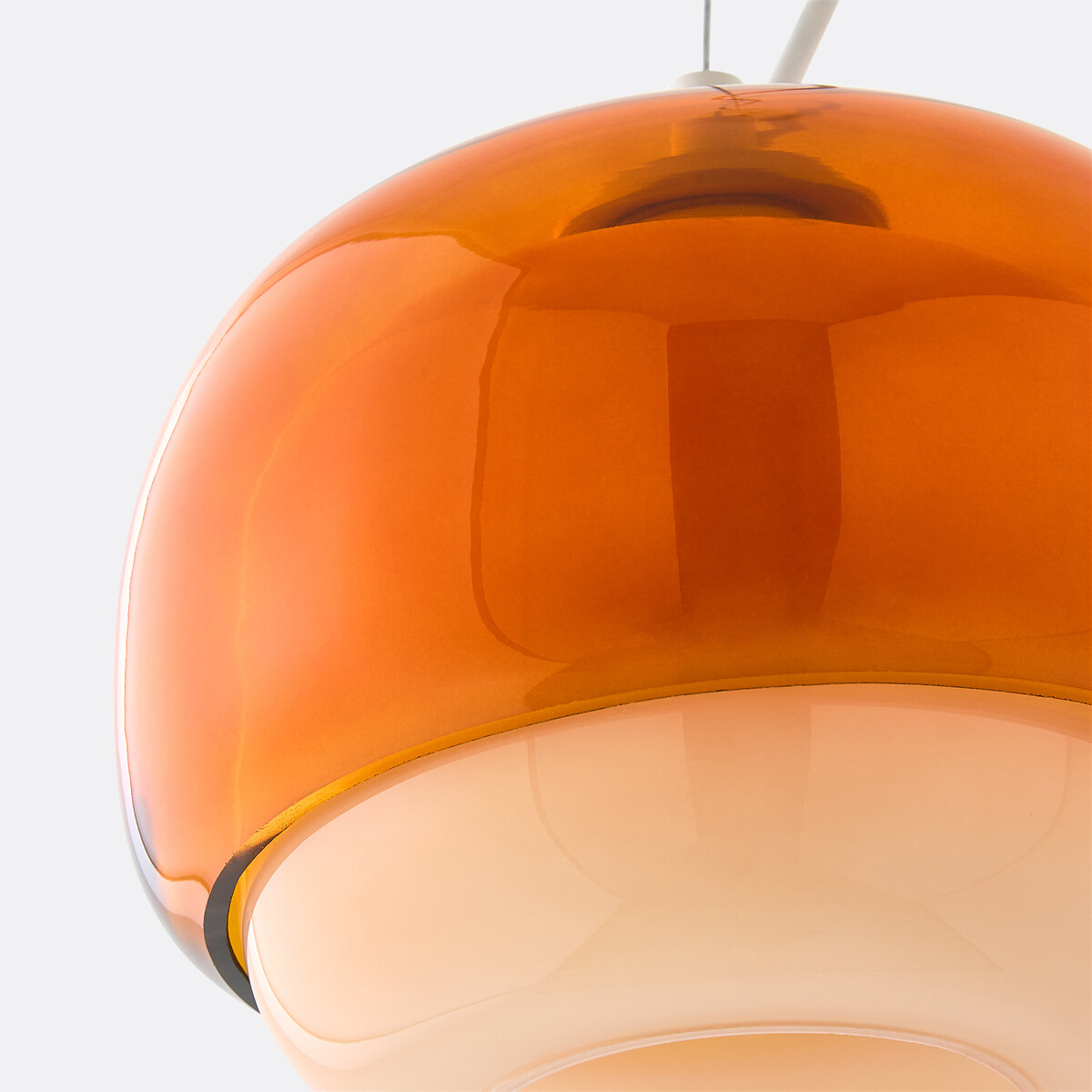 Close view of orange double glass shade