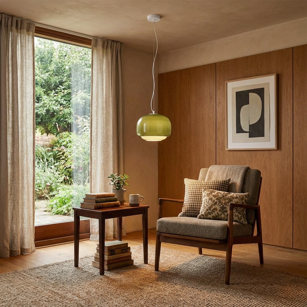 Clinco pendant light in a warm living room corner