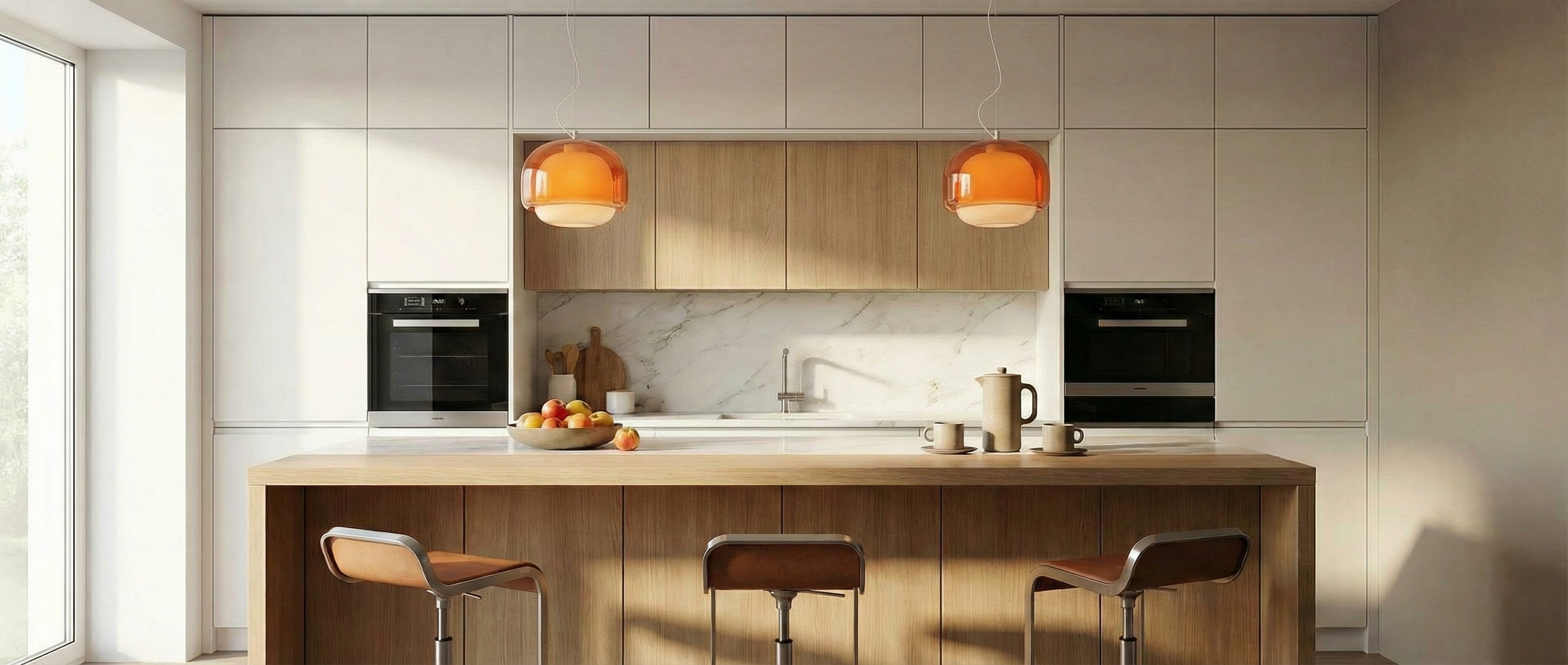 Clinco pendant light styled over a dining table
