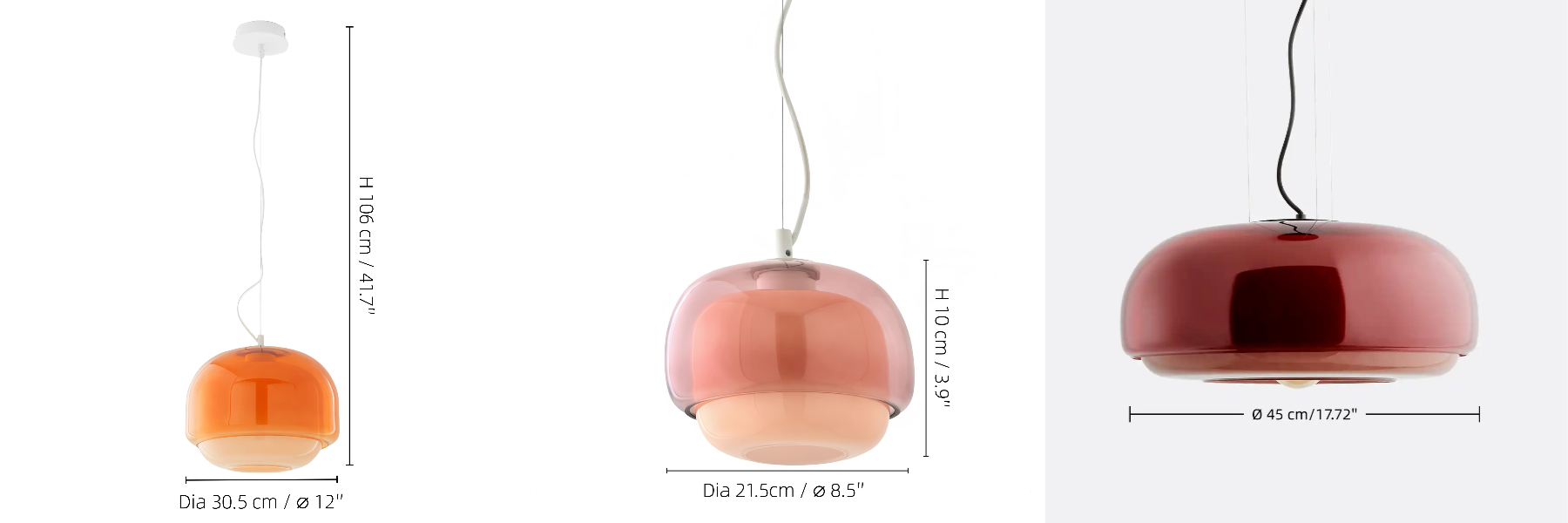 Clinco pendant light size measurements