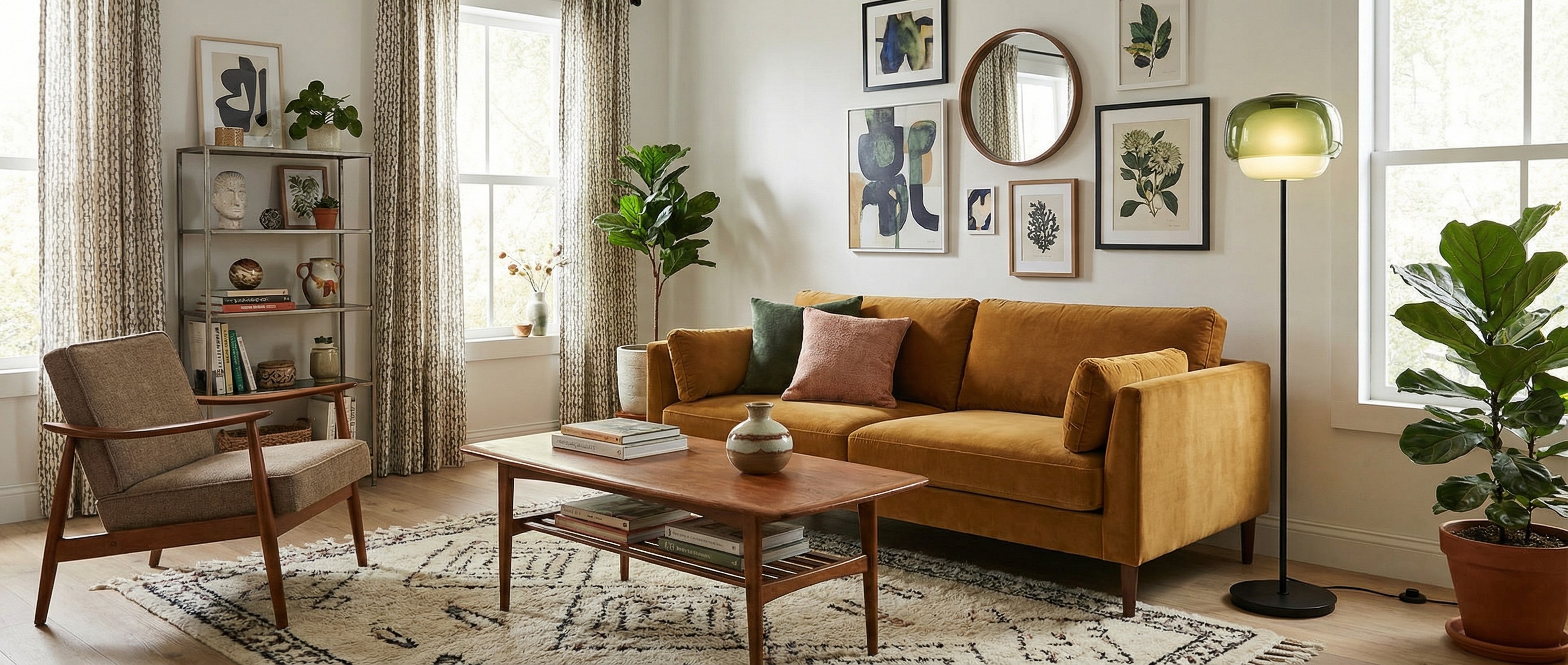 Clinco floor lamp in a warm living room scene
