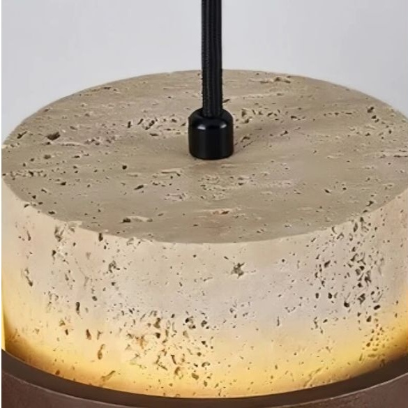 Travertine pendant top and suspension detail