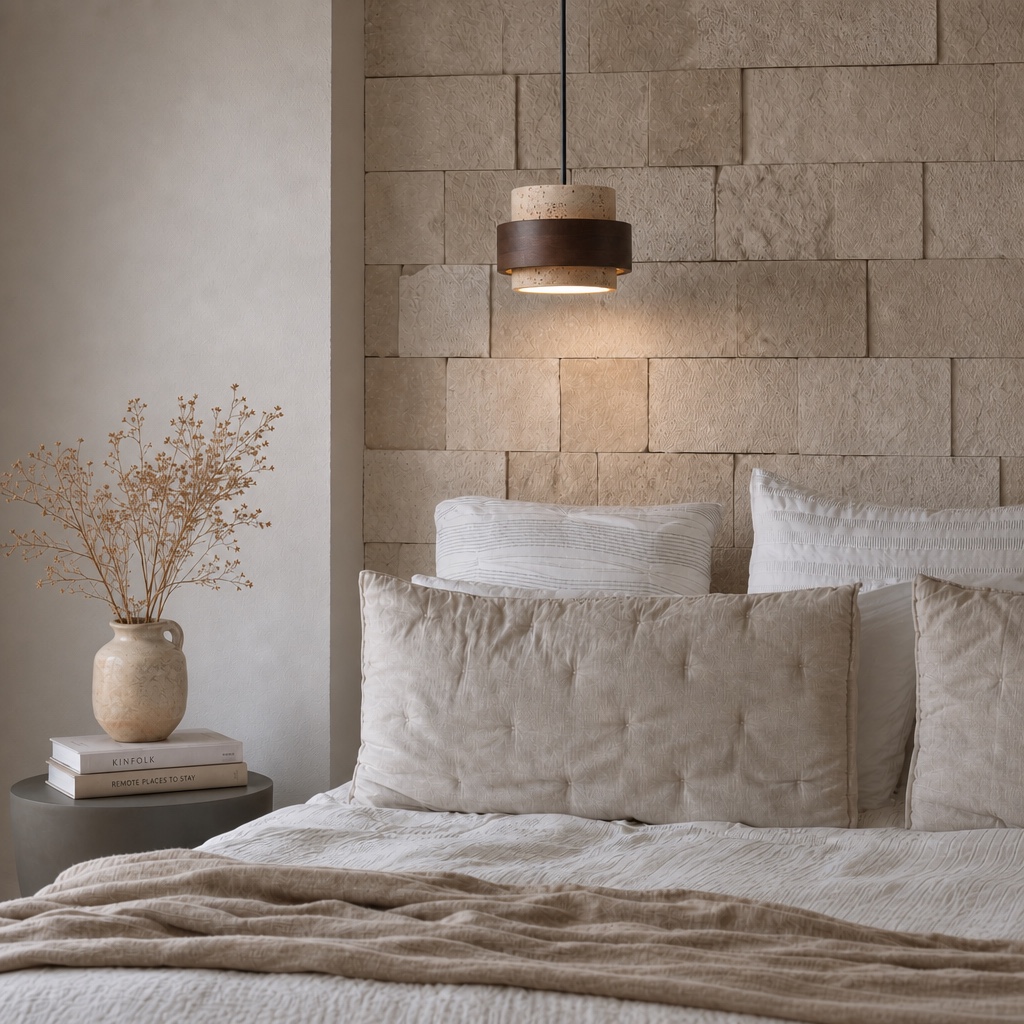 MokuStone pendant beside a bed