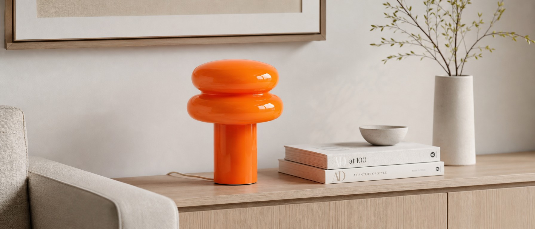 Cirren table lamp styled on a bedside table