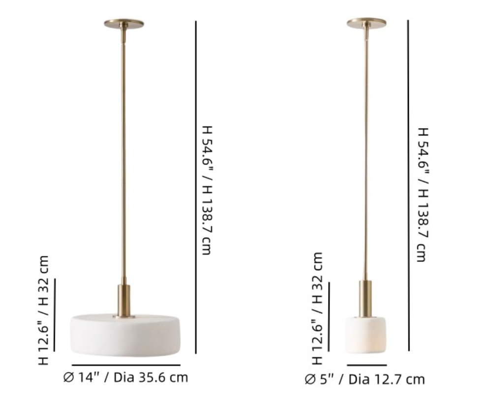 Diagramma delle dimensioni del prodotto della lampada a sospensione Cerova