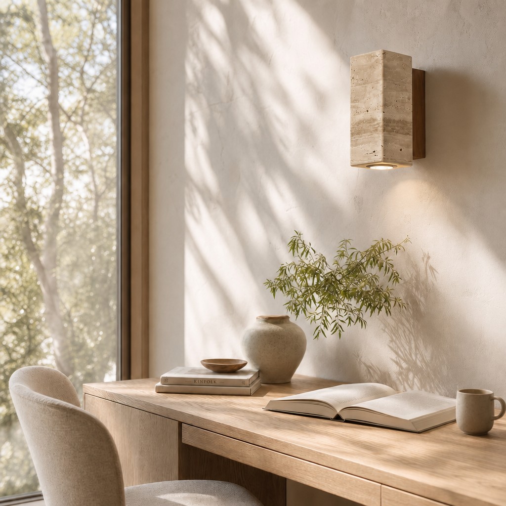 Torvella wall sconce above a writing desk