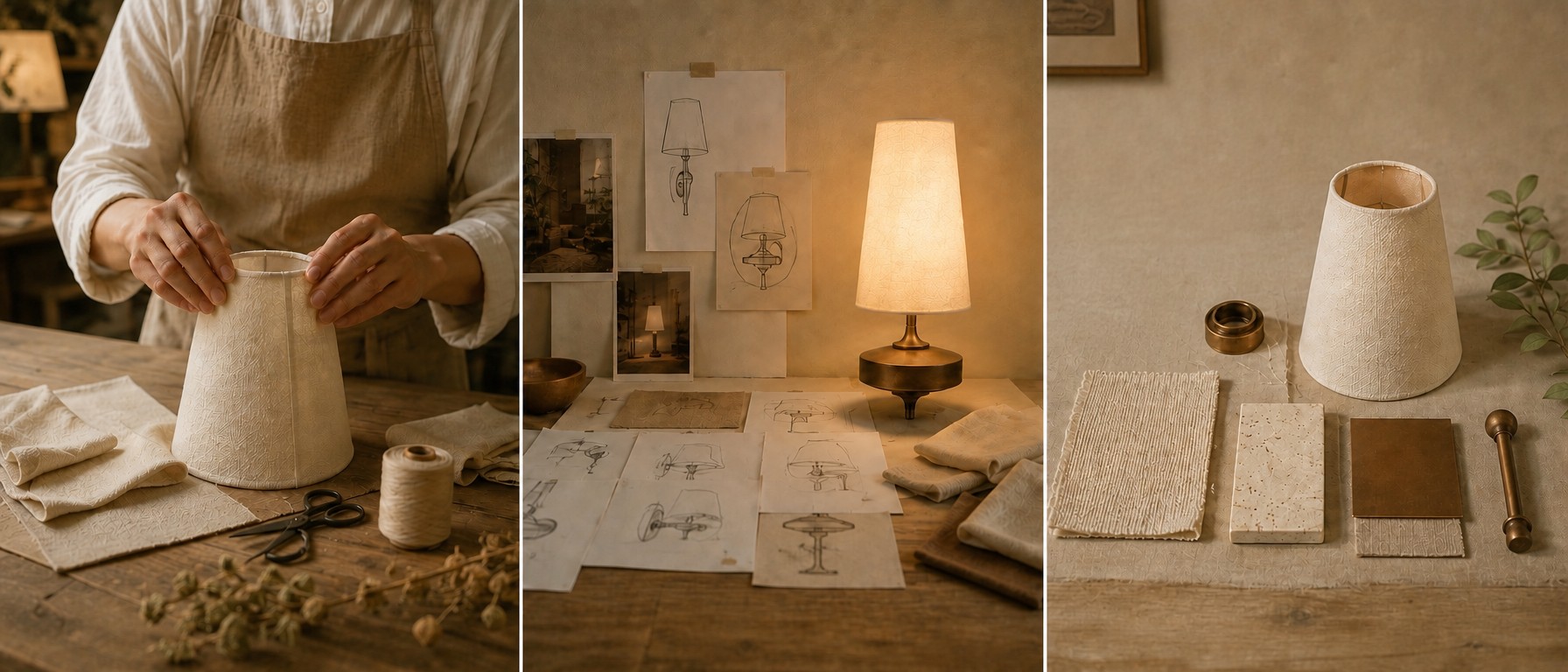 Diora Hour Rho Wall Lamp fabric shade craftsmanship scene