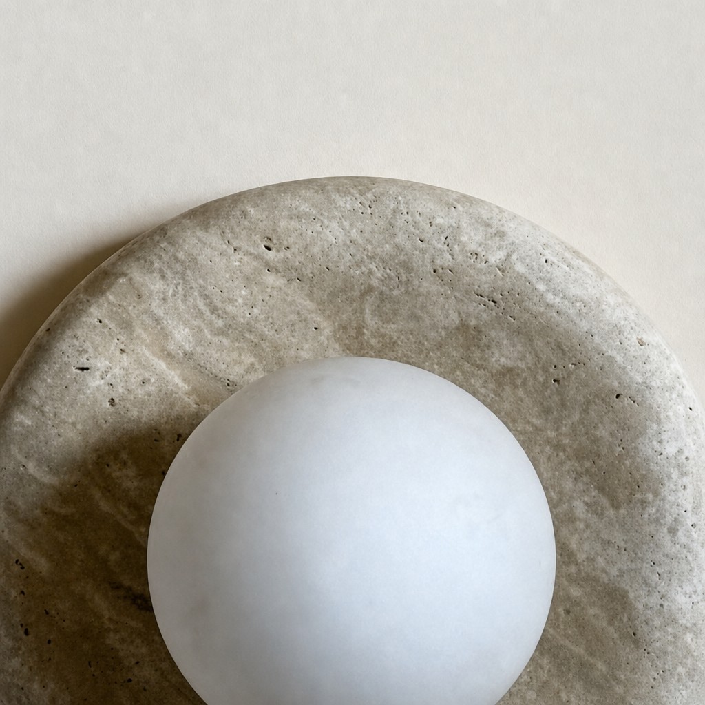 Close view of light travertine stone texture