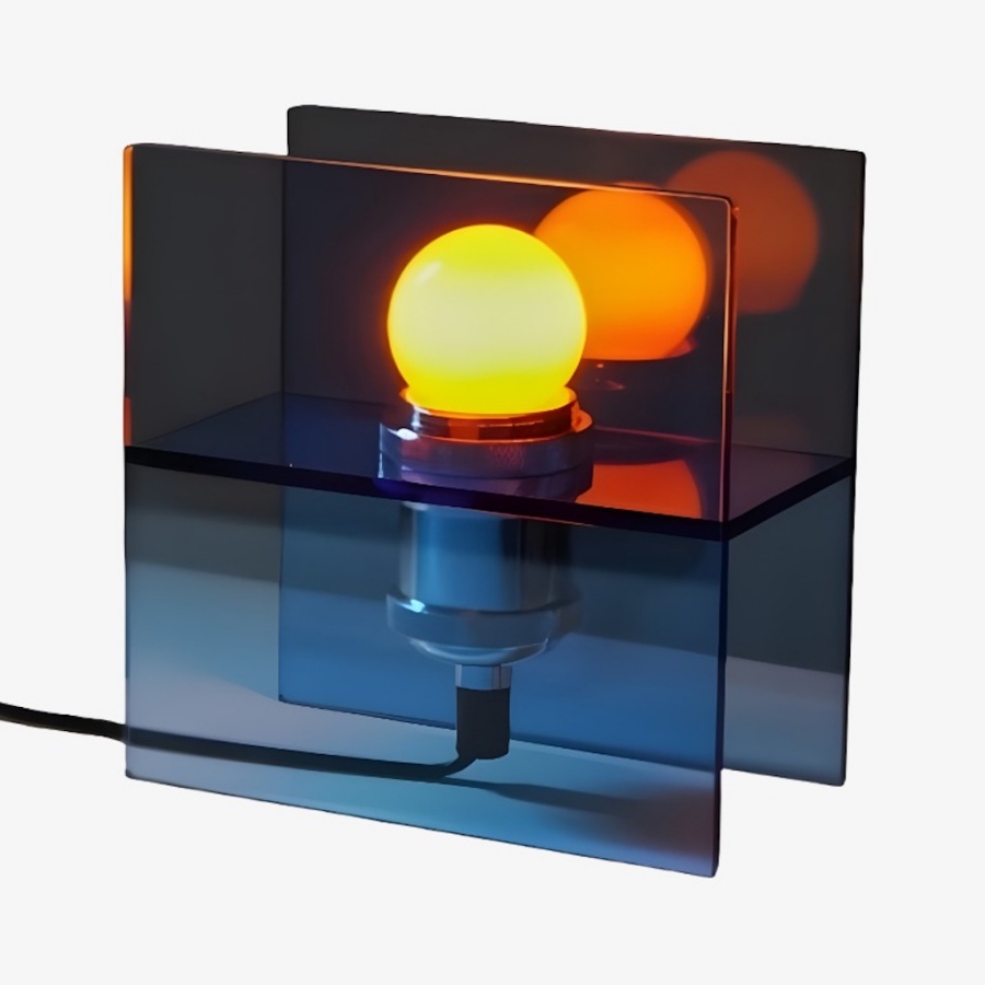 Sunset Horizon acrylic table lamp construction detail on a white background