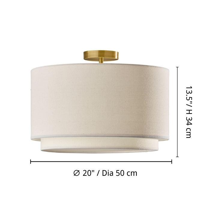 Lirra brushed gold clear glass pendant size diagram