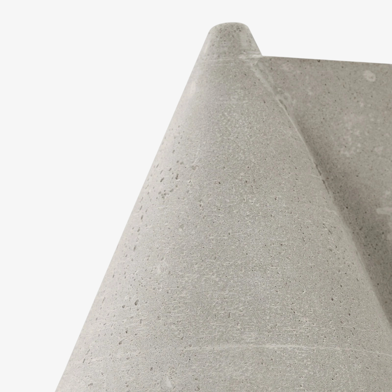 Close view of the Concrellia concrete tapered lamp body