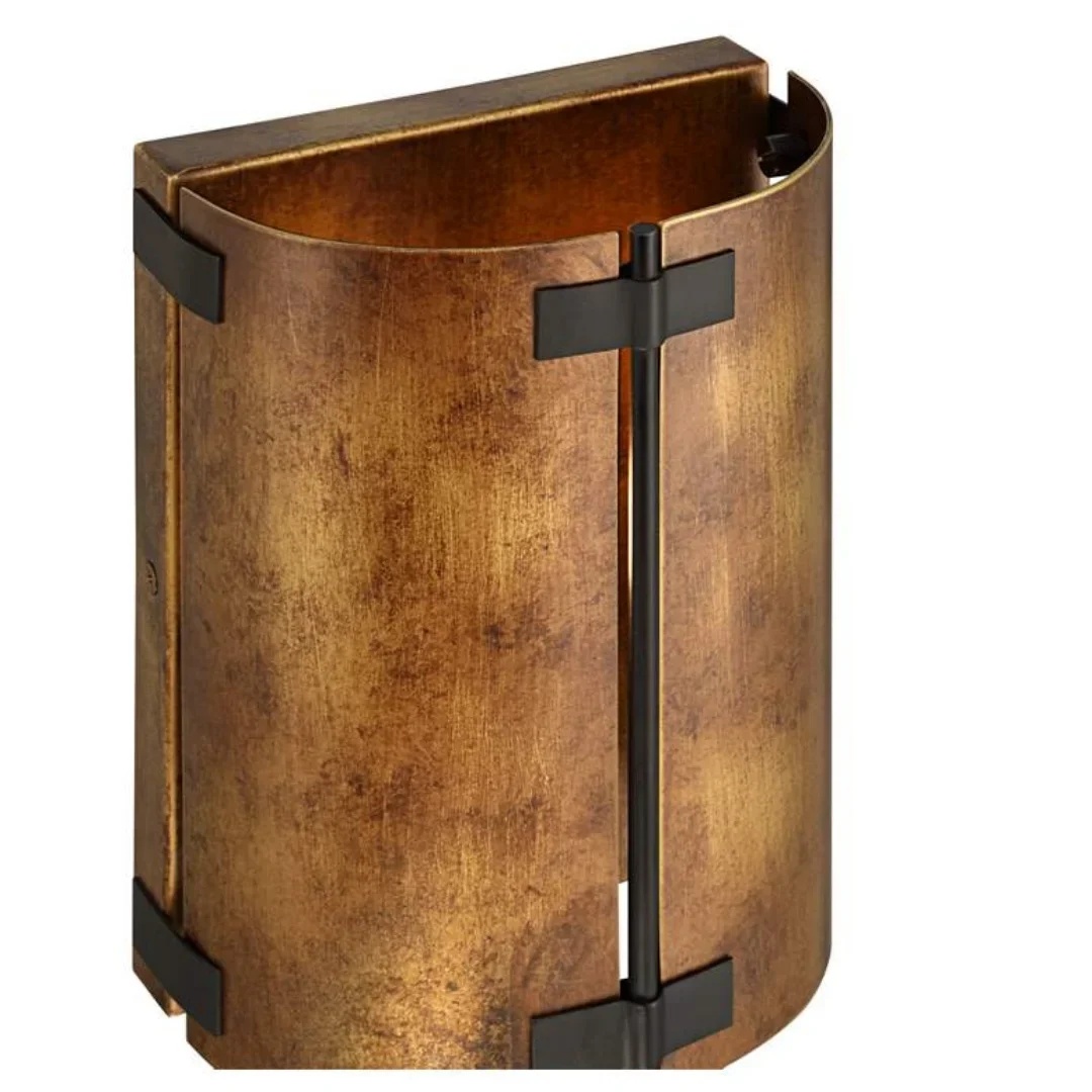 Angled view of Linea vintage curved shade wall light