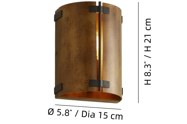 Linea wall sconce size diagram Ø 5.8 inches by H 8.3 inches
