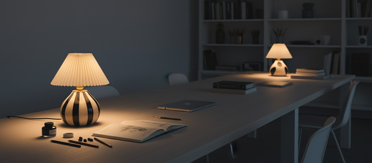 Forvara Collection table lamp scene with warm ambient lighting