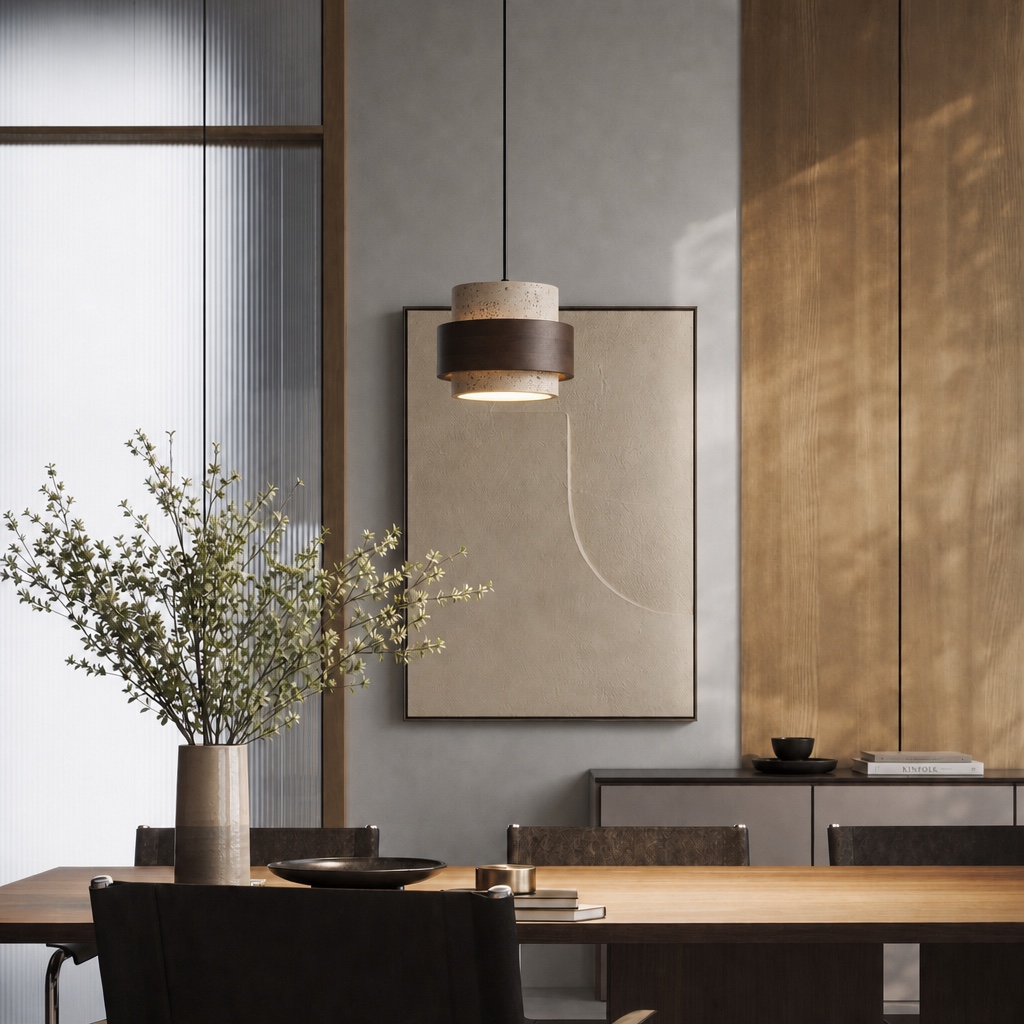 MokuStone pendant above a dining area