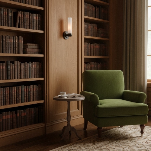 Roven wall sconce in a reading room