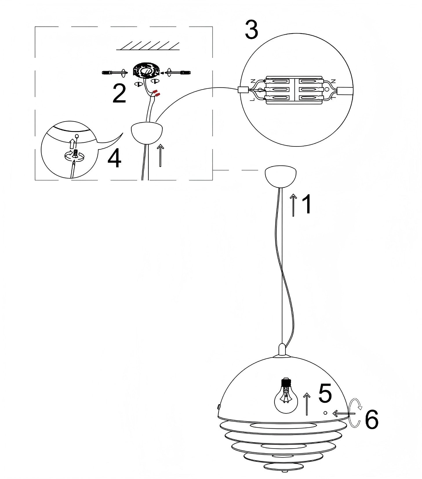 Pendant light installation diagram