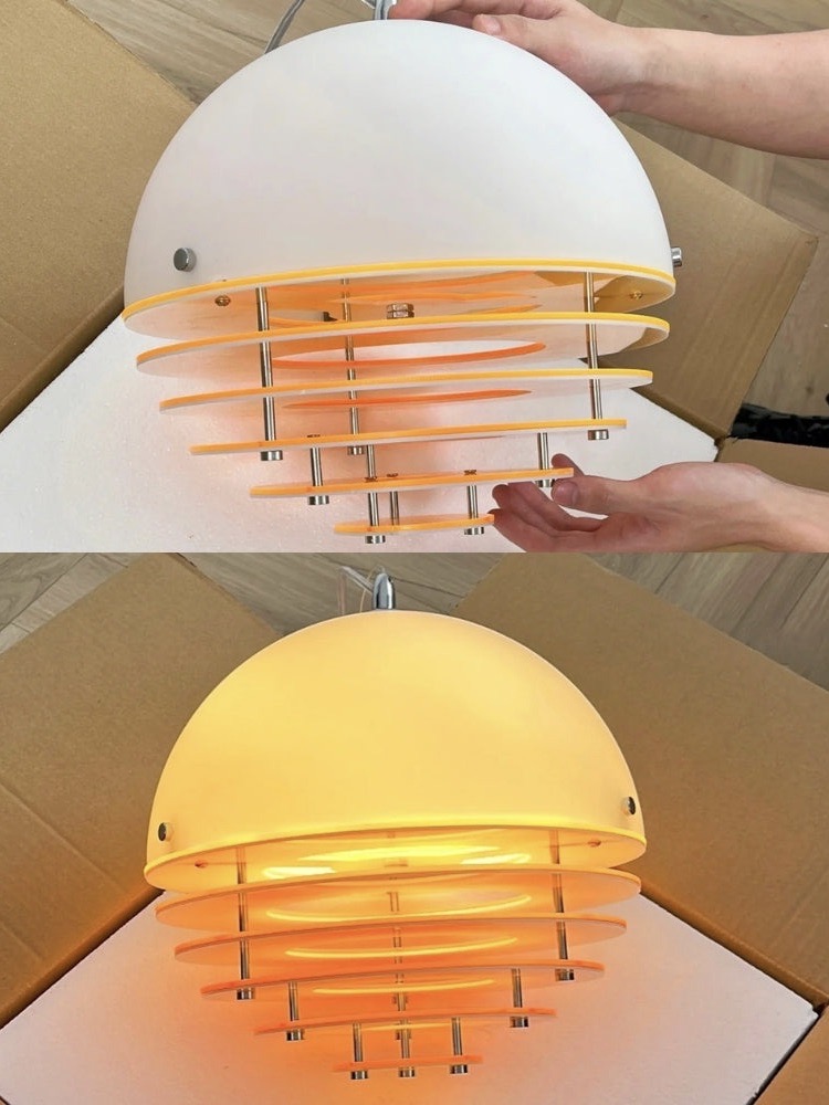 Close customer view of the pendant shade and layered acrylic